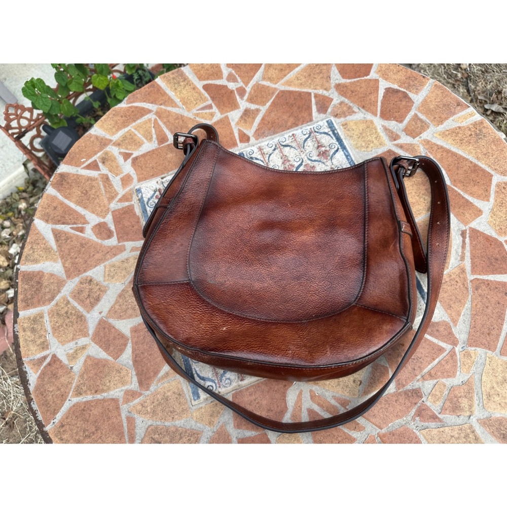 Iswee Brown Leather Hobo Shoulder Bag Vintage Burnished Saddle Style Purse